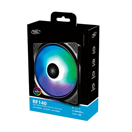 PC Case Fan Deepcool RF 140 – 2 in 1, 140x140x26mm, 19.8-24dBA, 64.13CFM, 500-1200RPM, PWM, RGB