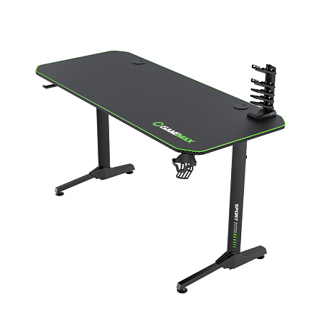 Gaming Desk Gamemax D140-Carbon, 140x60x75cm, Headsets hook, Cup holder, Cable managment