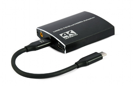 Adapter  Type-C to 2*HDMI socket 0.15m Cablexpert, up to 4K at 30 Hz  A-CM-HDMIF2-01