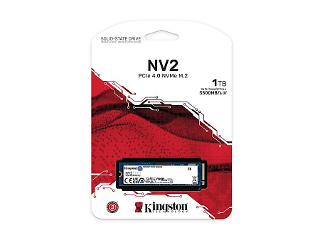 .M.2 NVMe SSD 1.0TB  Kingston  NV2 [PCIe 4.0 x4, R/W:3500/2100MB/s, 320TBW, 3D-NAND QLC]