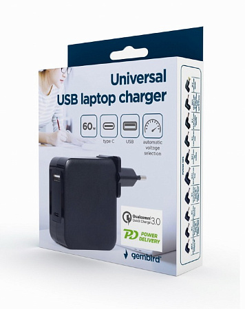 Gembird, NP main  60W universal notebook power adaptor NPA-PD60-01