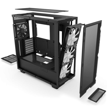 Case ATX NZXT H7 Flow RGB, 3x140mm RGB & 1x120mm, Mesh Front, Tempered Glass, Dust Filter, 2xUSB 3.2