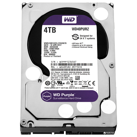 3.5" HDD 4.0TB-SATA- 64MB Western Digital "Purple Surveillance (WD40PURZ)" 3.5" HDD 4.0TB-SATA- 64MB Western Digital "Purple Surveillance (WD40PURZ)"