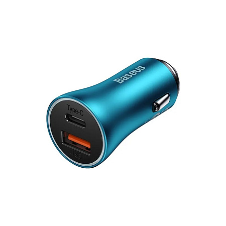 Baseus Car Charger Golden Contactor Max 1*USB-A+1*Type-C 60W, Blue Baseus Car Charger Golden Contactor Max 1*USB-A+1*Type-C 60W, Blue