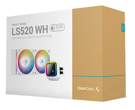 AIO Liquid Cooling Deepcool "LS520 White" (<32.9dBA, 85.85CFM, 2x120mm, ARGB LED, 1305g.)