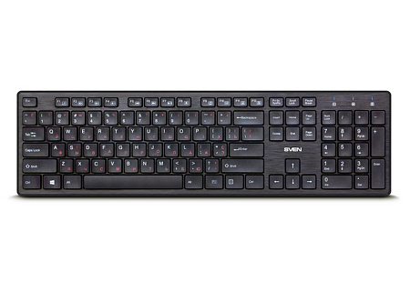 Wireless Keyboard SVEN KB-E5800W, Fn keys, Splash proof, 1xAAA, 2.4Ghz, EN/RU, Black