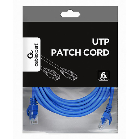 Patch Cord Cat.6U  5m, Blue, PP6U-5M/B, Cablexpert, Stranded Unshielded 
