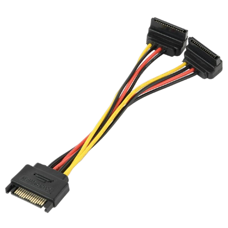 Cable SATA power splitter cable with angled output connectors, 0.15 m, Cablexpert CC-SATAM2F-02