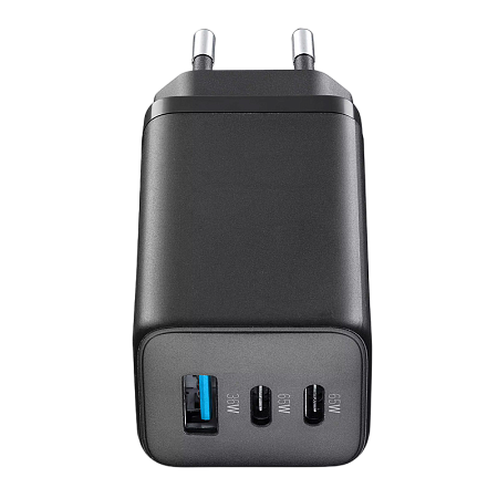 Wall Charger GAN Cellularline, 3 Ports, 2 PD + USB, 65W, Black