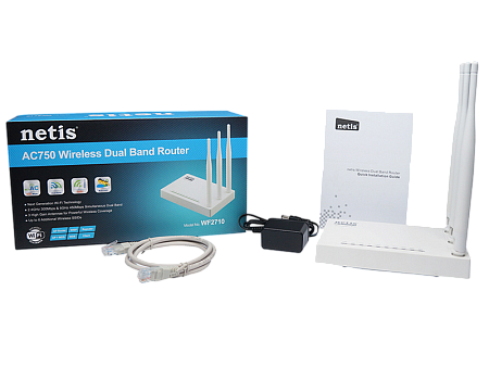 Wi-Fi AC Dual Band Netis Router, "WF2710", 750Mbps, 3x5dBi Fixed Antennas
