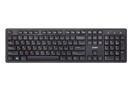 Wireless Keyboard SVEN KB-E5800W, Fn keys, Splash proof, 1xAAA, 2.4Ghz, EN/RU, Black
