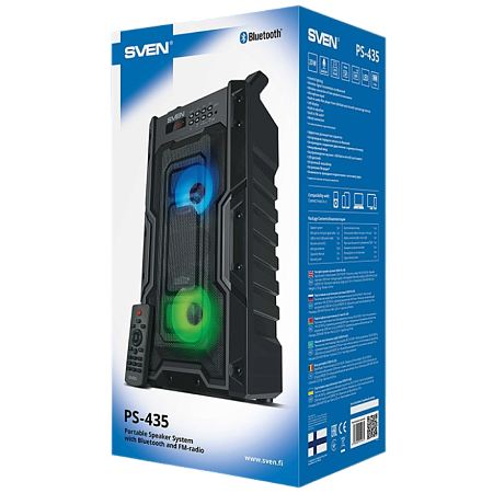 Speakers SVEN "PS-435" 20w, Black, Bluetooth, microSD, FM, AUX, USB, Karaoke, 2000mA*2