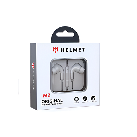 Helmet Earphones 3.5mm with Mic M2 Series, White