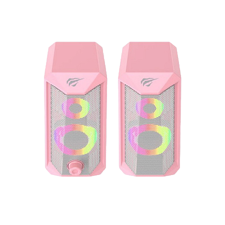 Gaming Speakers Havit SK202, 2x2.5" drivers, 2x3W RMS, 4Ohm, 3.5mm+USB, RGB, Pink 