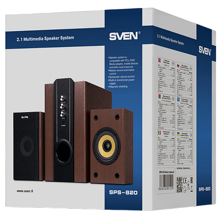 Speakers SVEN "SPS-820" Wooden, 38w / 18w + 2x10w / 2.1 Speakers SVEN "SPS-820" Wooden, 38w / 18w + 2x10w / 2.1