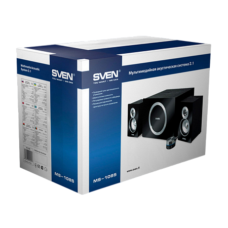 Speakers SVEN "MS-1085" Black / Silver, 46w / 20w + 2x13w / 2.1 Speakers SVEN "MS-1085" Black / Silver, 46w / 20w + 2x13w / 2.1