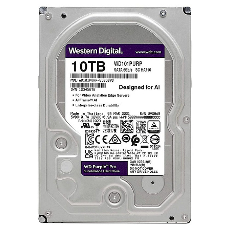 3.5" HDD 10.0TB-SATA- 256MB Western Digital  "Purple Pro (WD101PURP)", Surveillance, CMR