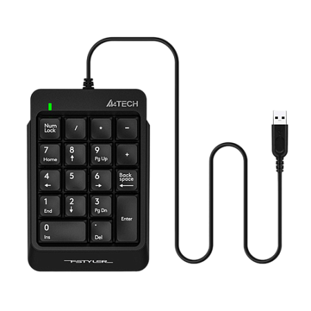 Numeric Keypad A4tech FK13P, Slim Profile, Round-Square Keycaps, High-Elasticity Silicon, USB, Black