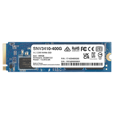 SYNOLOGY M.2 2280 400Gb Enterprise NVMe solid-state drive "SNV3410-400G", 491 TBW, MTBF: 1.8M hours