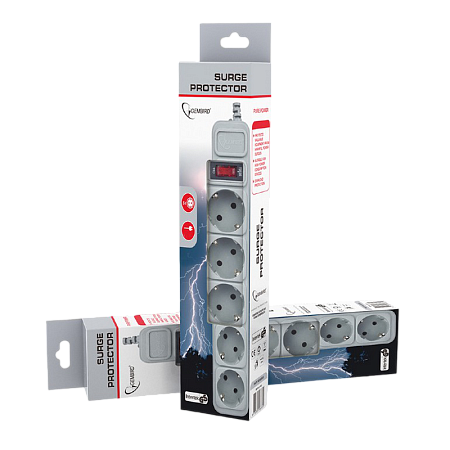 Surge  Protector Gembird SPG3-B-15C, 5 Sockets, 4.5m, up to 250V AC, 16 A, Grey