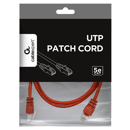  2m, Patch Cord  Red, PP12-2M/R, Cat.5E, Cablexpert, molded strain relief 50u" plugs