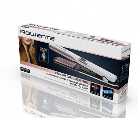 Выпрямитель для волос Rowenta Premium Care Liss & Curl SF7660F0, Белый | Розовый