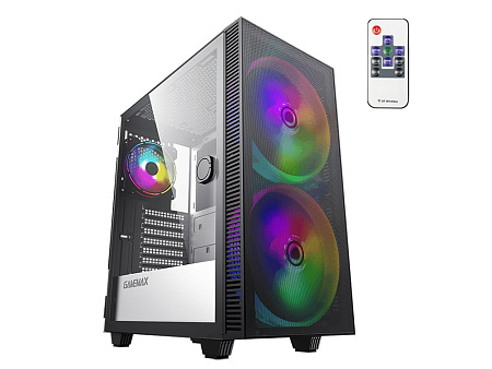 Case ATX GAMEMAX Aero, w/o PSU, 0.5mm, 2x200mm & 1x120mm ARGB fans, ARGB+PWM Hub, Front Mesh, TG, DF