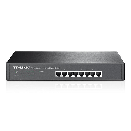 .8-port 10/100/1000Mbps Switch TP-LINK "TL-SG1008", steel case, Rackmount 13"