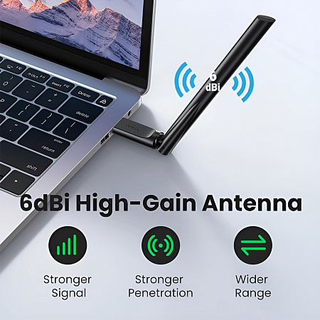 UGREEN AC650 High-Gain Dual Band Wireless USB Adapter | CM496