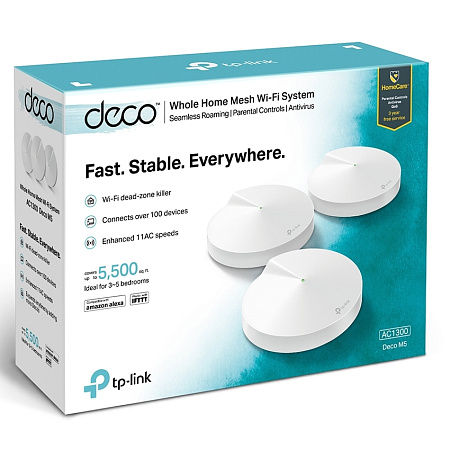 Whole-Home Mesh Dual Band Wi-Fi AC System TP-LINK, "Deco M5(3-pack)", 1300Mbps, MU-MIMO, Gbit, BT Whole-Home Mesh Dual Band Wi-Fi AC System TP-LINK, "Deco M5(3-pack)", 1300Mbps, MU-MIMO, Gbit, BT
