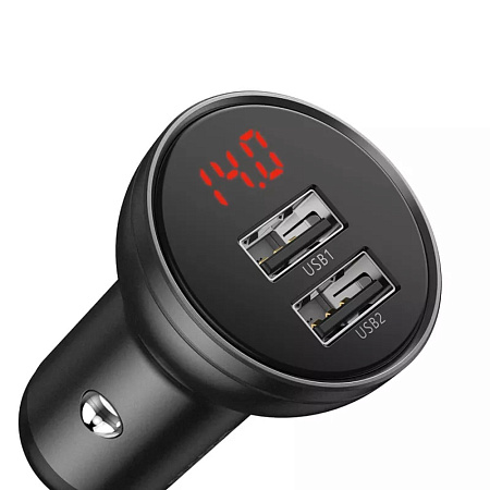 Baseus Car Charger 2xUSB Fast Charge 24W (with Cable 3 in 1), Black Suit Grey