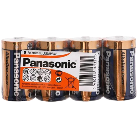 D size  Panasonic "ALKALINE Power" 1.5V, Alkaline, Shrink*4, LR20REB/4P