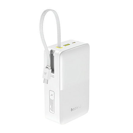 Baseus Power Bank 30000mAh 22,5W with Cable Type-C 0.3m, EnerFill FC51 Bipow 2 Pro Digital Display,  Moon White