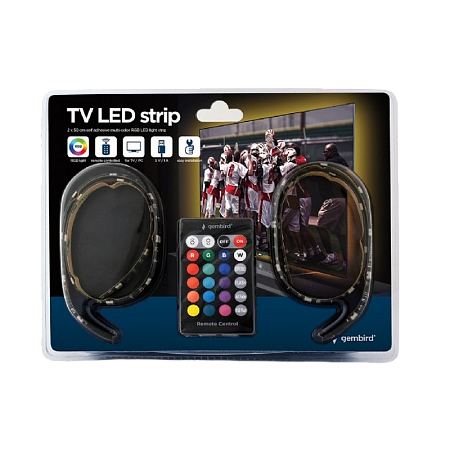 LED Strip Light USB, 2 x 50 cm, Cablexpert LED-2SU-RGB50-01