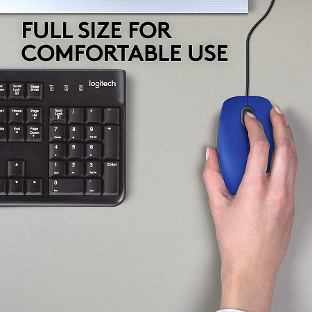 Mouse Logitech M110 Silent, 1000 dpi, 3 buttons, Ambidextrous, 85g., 1,8m, USB, Blue