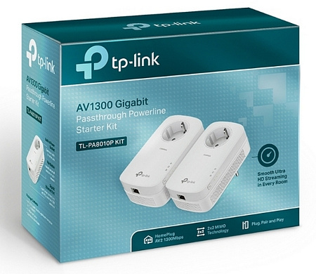 Адаптер Powerline TP-LINK TL-PA8010PKIT, AV1300, 1300 Mбит/c, Белый