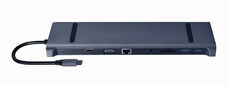Docking Station Gembird A-CM-COMBO10-01, 3xUSB3.1, 2xUSB-C, LAN, HDMI, VGA, SD, MicroSD, 3.5mm, PD 8