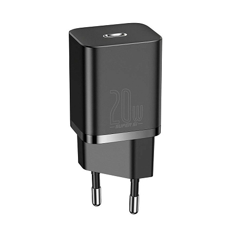 Baseus Super Si Quick Charger Type-C PD3.0 20W (With Baseus Cable Type-C to Lightning 1m),Black Baseus Super Si Quick Charger Type-C PD3.0 20W (With Baseus Cable Type-C to Lightning 1m),Black