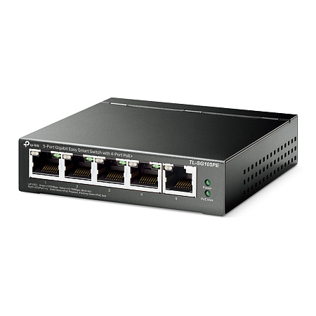.5-port 10/100/1000Mbps  POE+ Easy Smart Switch TP-LINK "TL-SG105PE", 65W Budget, Steel Case