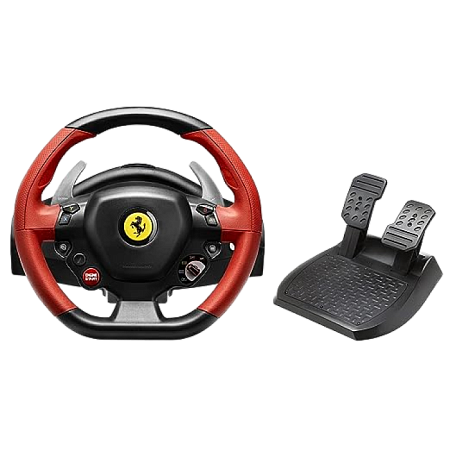 Wheel Thrustmaster Ferrari 458 Spider, 240 degree, Two 100%-metal paddle shifters. 2-pedal pedal set
