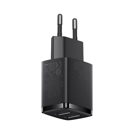 Baseus Wall Charger 2*USB-A, Compact Series, Black