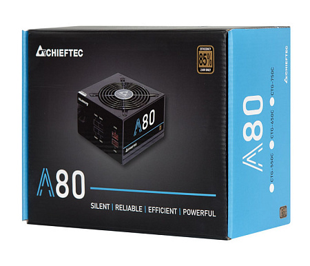Power Supply ATX 650W Chieftec A-80 CTG-650C, 85+, 120mm, Active PFC, Semi-modular, Black