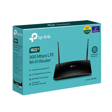 4G LTE Wi-Fi AC Dual Band Router TP-LINK, "Archer MR500", 1167Mbps, 3xGbit +1xLAN/WAN ports, Nano SI