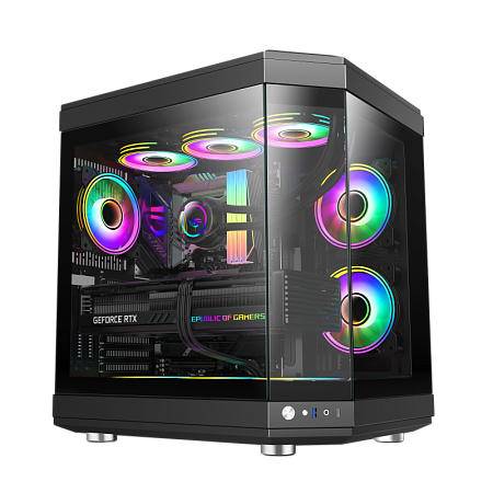 Case ATX GAMEMAX HYPE , w/o PSU, 0.8mm, 3x120mm ARGB fans, ARGB Hub, TG, Fish tank design, Dust Filt