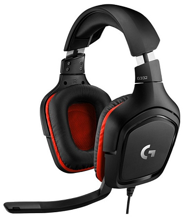 Игровая Гарнитура Logitech G332, Проводной аналоговый, Чёрный/Красный Игровая Гарнитура Logitech G332, Проводной аналоговый, Чёрный/Красный