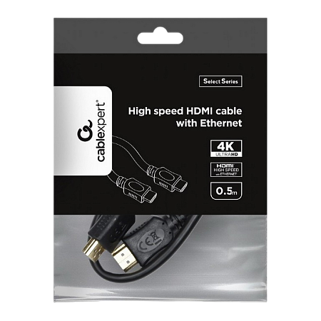 Cable HDMI to HDMI  0.5m  Cablexpert  male-male, V1.4, Black, CC-HDMI4L-0.5M