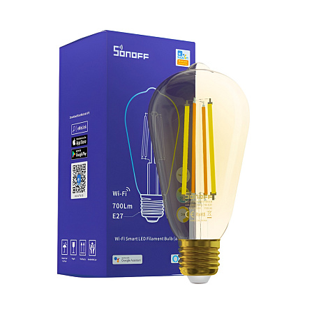 Sonoff Smart LED Filament Bulb (Amber) Wi-Fi E27 7W 700Lm (B02-F-ST64) Sonoff Smart LED Filament Bulb (Amber) Wi-Fi E27 7W 700Lm (B02-F-ST64)