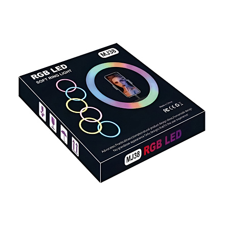 Selfie Ring RGB Light 16" MJ38 with Tripod 2.1m, Bag and Remote Control