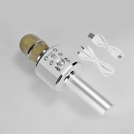 Karaoke Microphone HOCO "BK3" Silver, Wireless Karaoke Microphone HOCO "BK3" Silver, Wireless