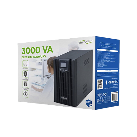 UPS Gembird EG-UPS-PS3000-01,3000VA/2400W, Line Interactive, Sinewave, LCD, AVR, USB, 4xIEC